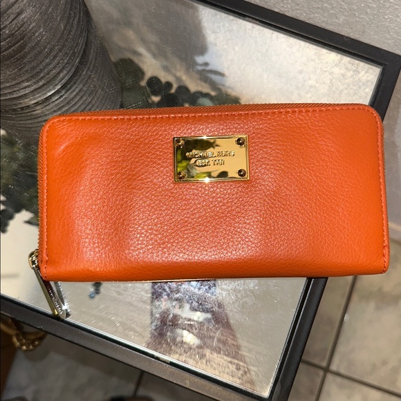 Michael Kors Tangerine Leather Wallet with Gold Accents - Picture 7 of 7